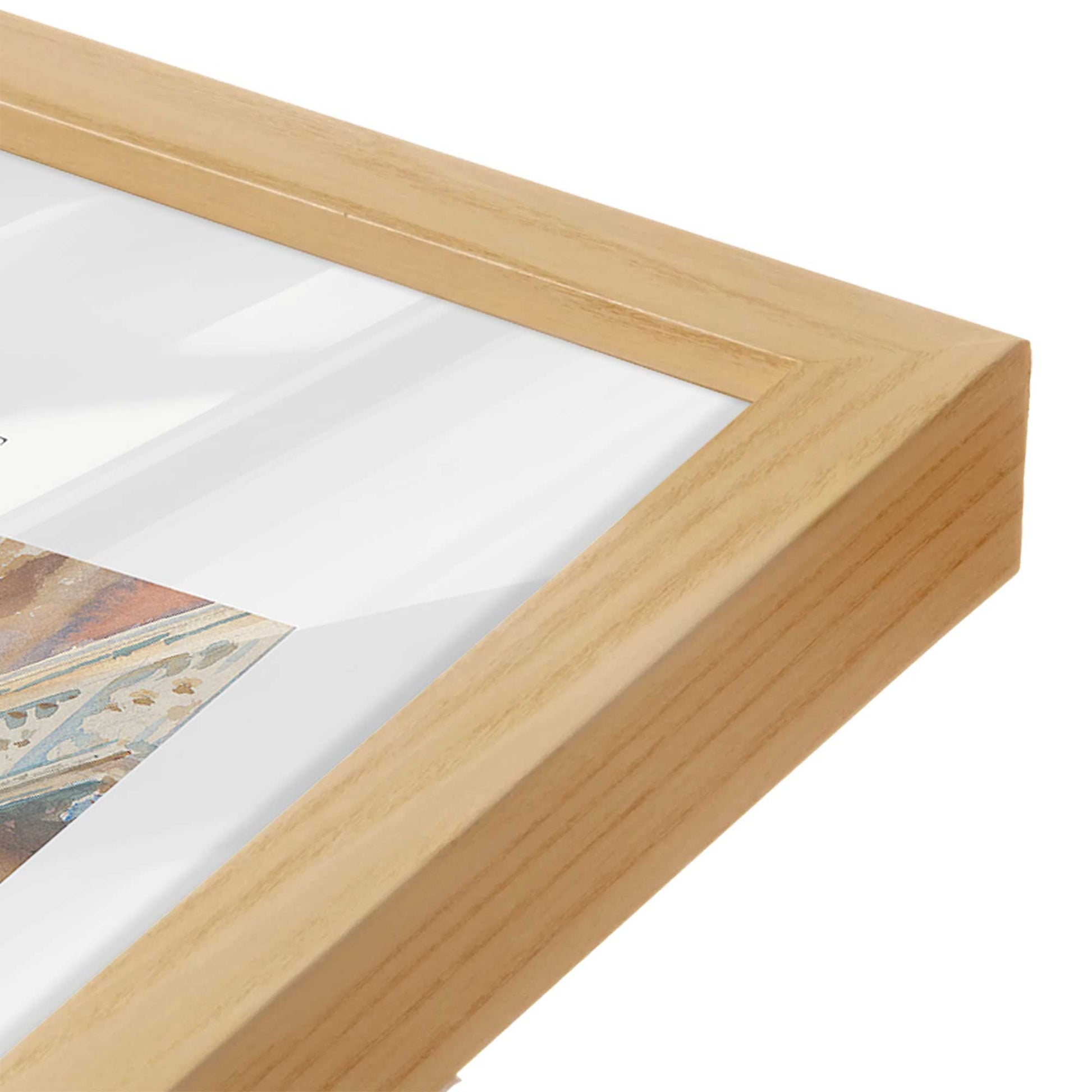 [Color:American Maple], Picture of art in a American Maple frame at an angle