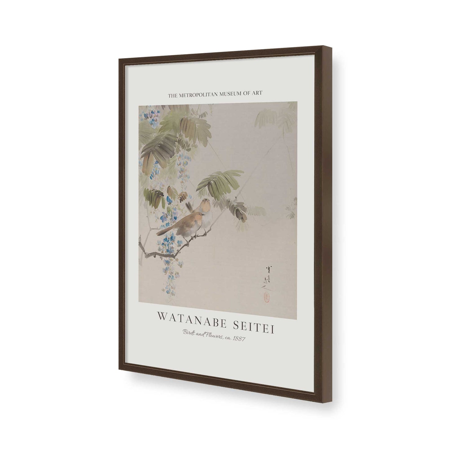 [Color:Brown], Picture of art in a Brown frame of the corner