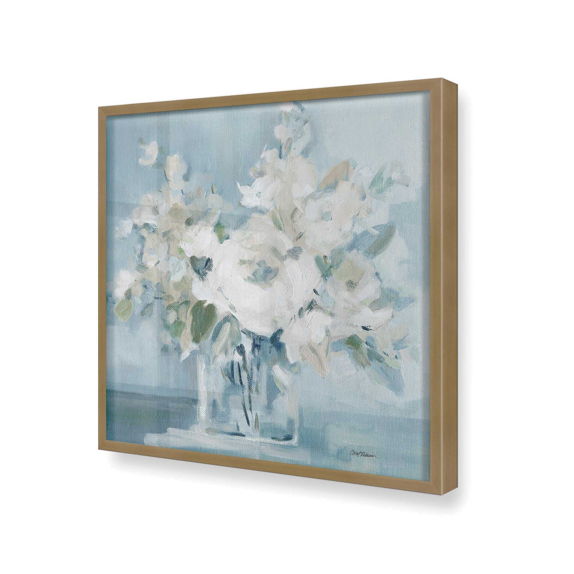 [Color:Brushed Gold], Picture of art in a Brushed Gold frame at an angle