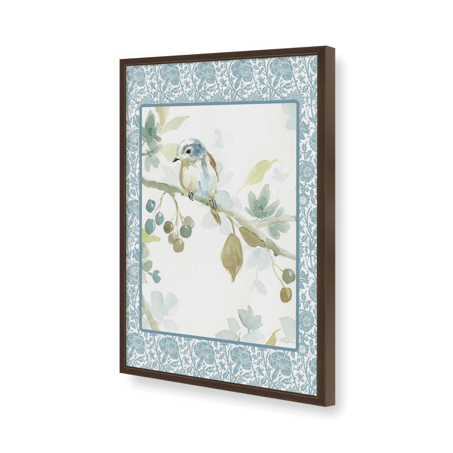 [Color:Brown], Picture of art in a Brown frame of the corner