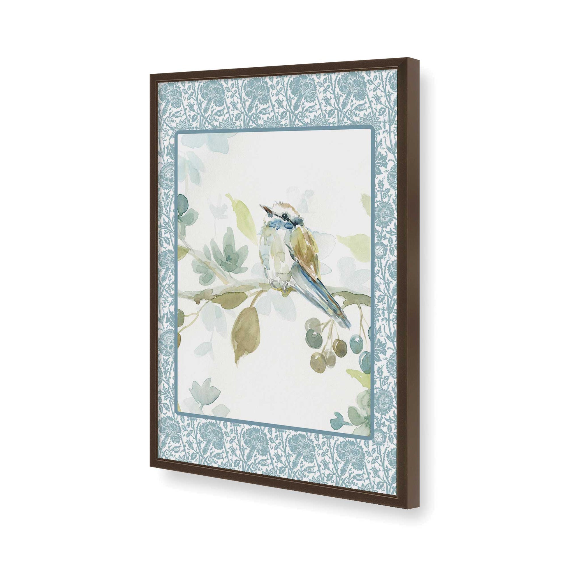 [Color:Brown], Picture of art in a Brown frame of the corner