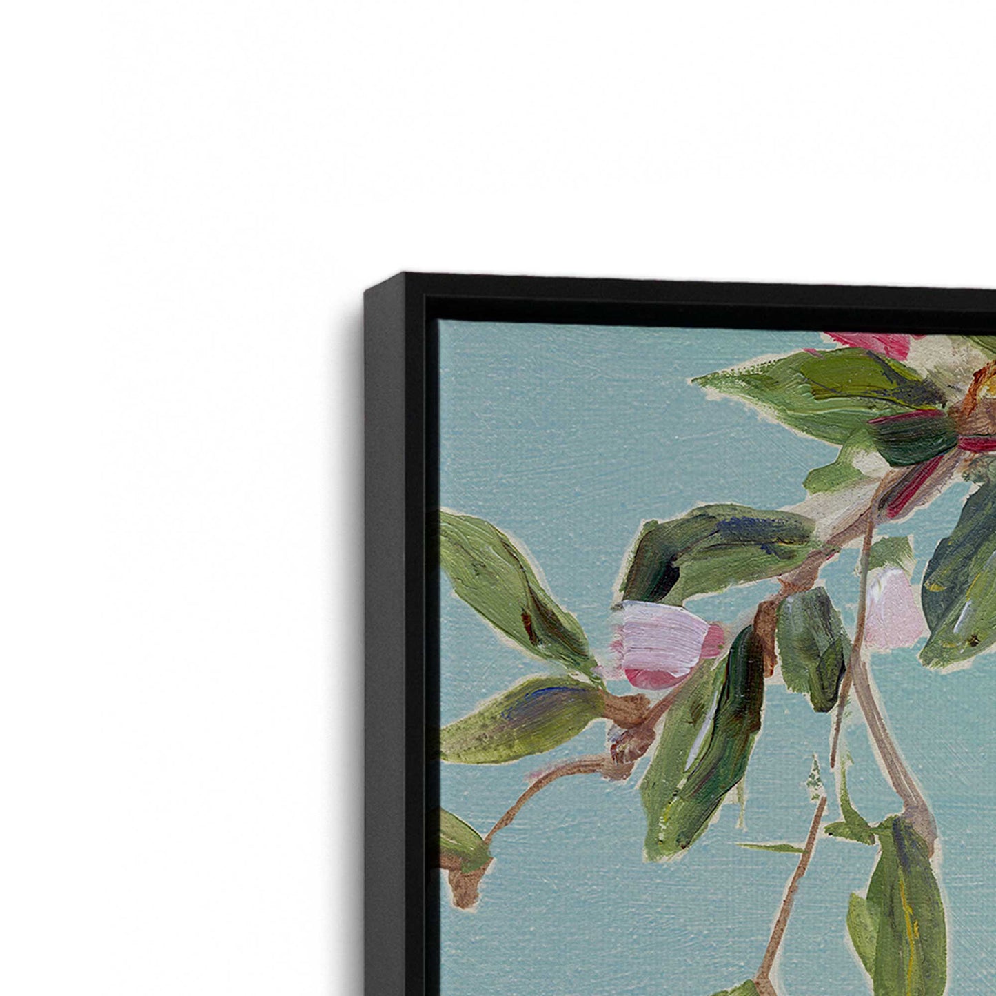 [Color:Satin Black], Picture of art in a Satin Black frame at an angle