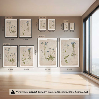 Old Paper Flowers Set of 2 Prints on Canvas