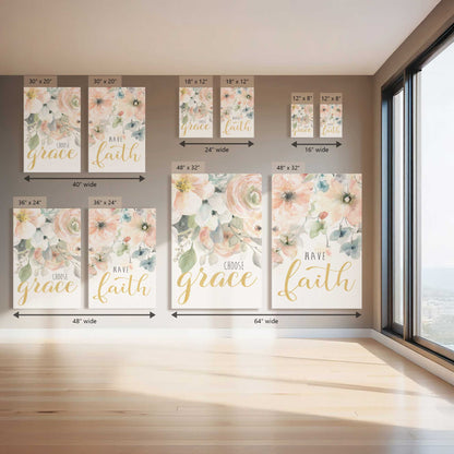 Golden Faith Blooms, Set of 2 Canvas Prints