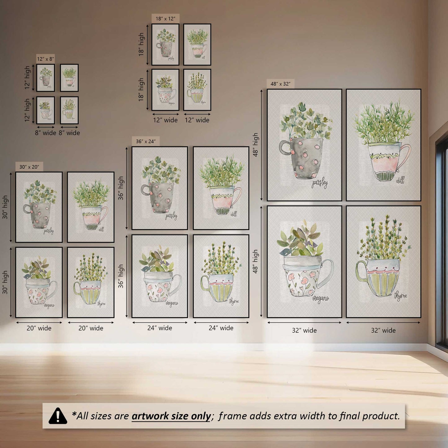 Happy Herbs, Set of 4 Canvas Prints