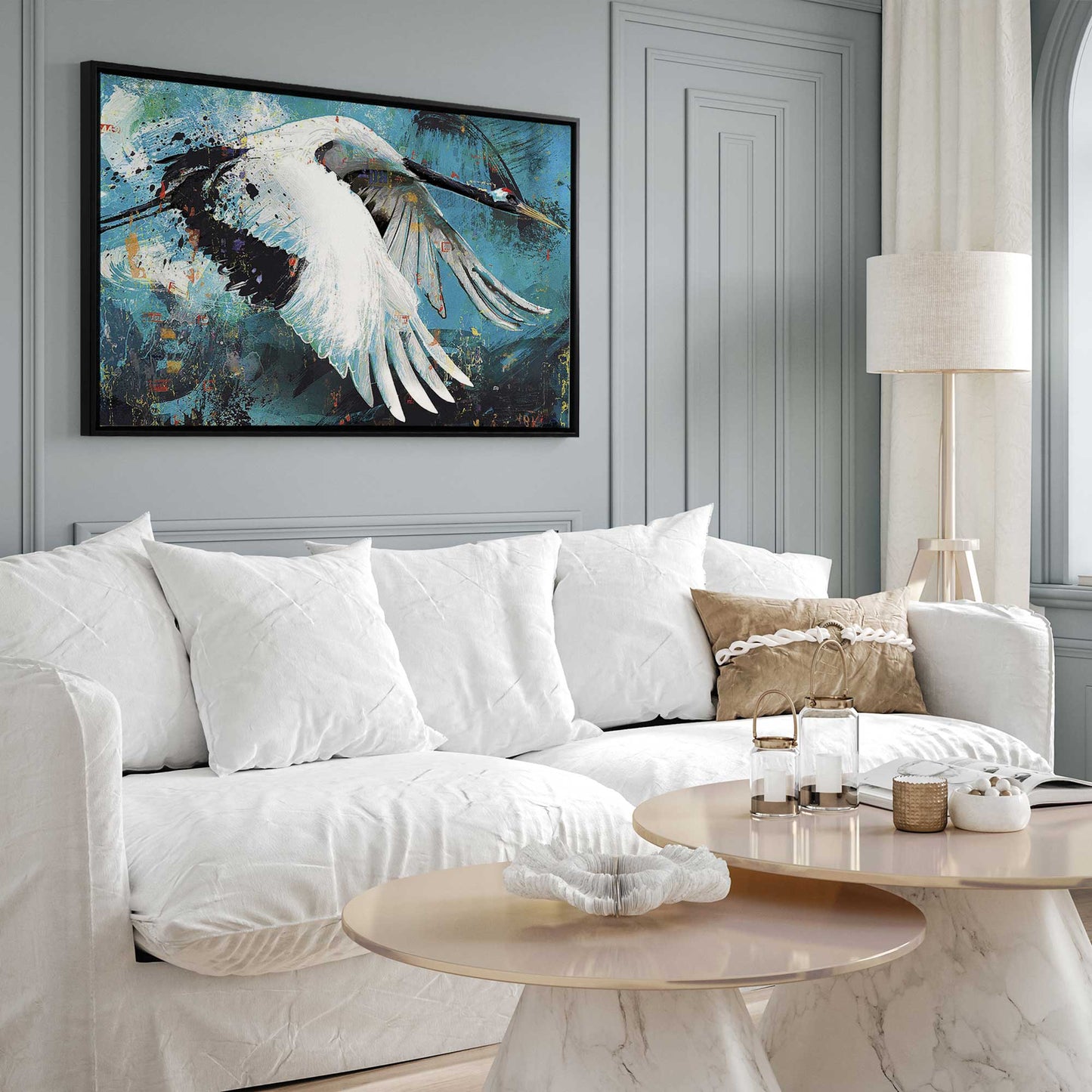 Majestic Crane in flight Canvas Print