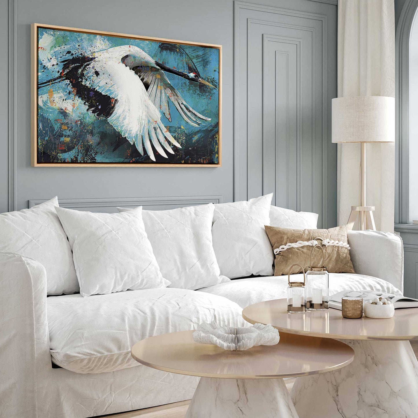 Majestic Crane in flight Canvas Print