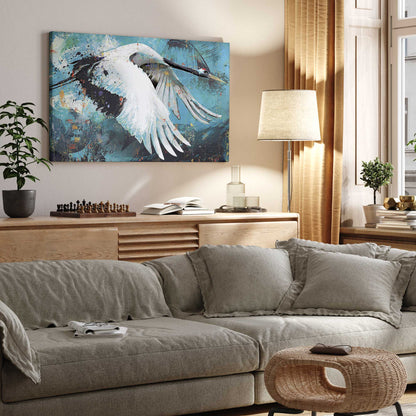 Majestic Crane in flight Canvas Print