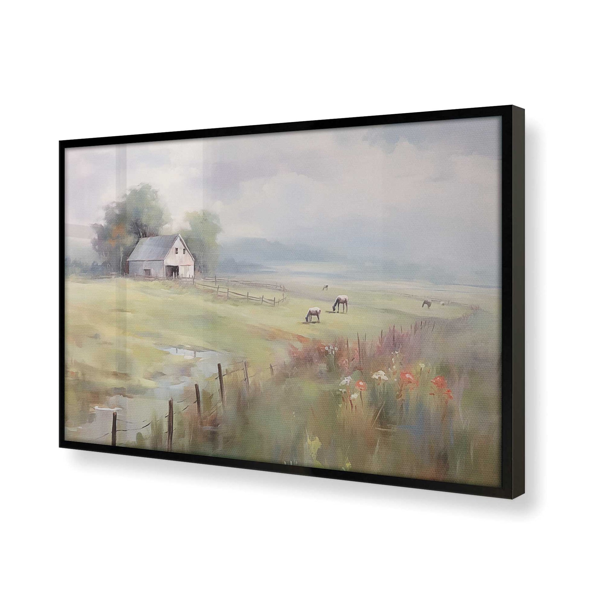 [Color:Satin Black], Picture of art in a Satin Black frame of the corner