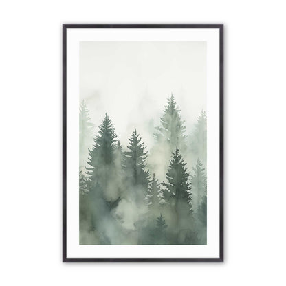Foggy Pines Art Print, Set of 3