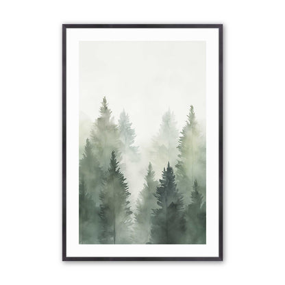 Foggy Pines Art Print, Set of 3