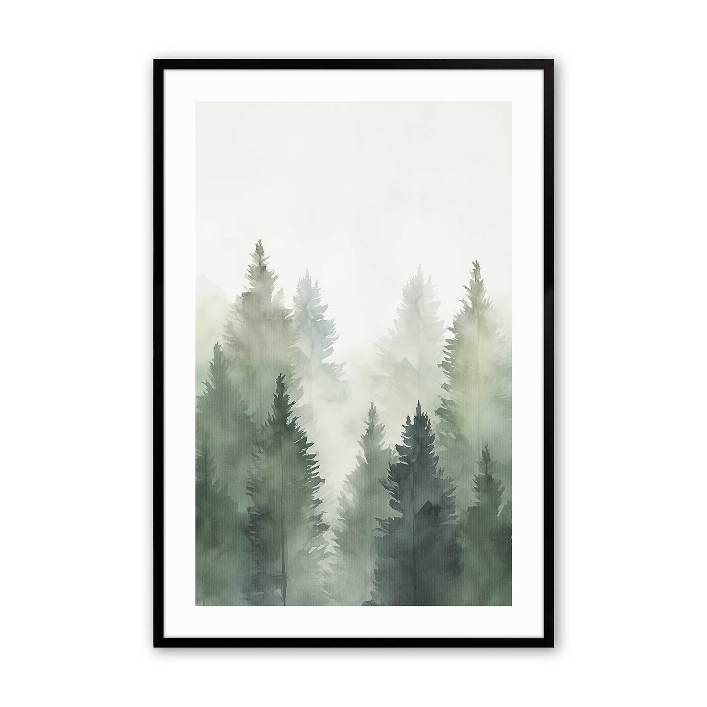 Foggy Pines Art Print, Set of 3