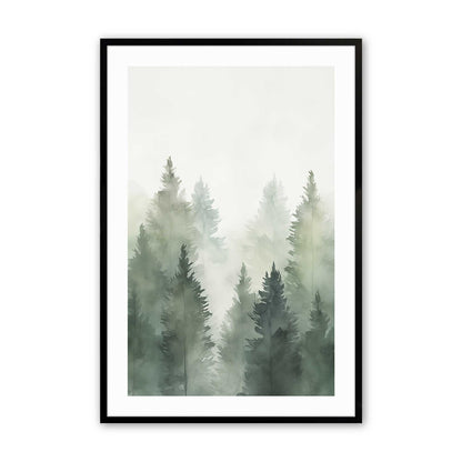 Foggy Pines Art Print, Set of 3