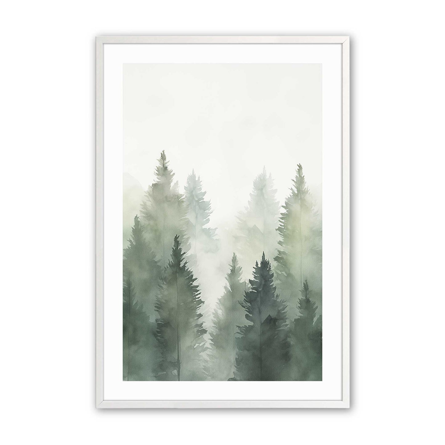 Foggy Pines Art Print, Set of 3