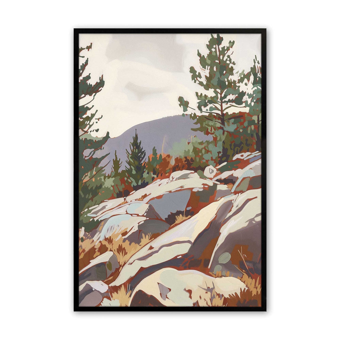 Bold Mountainside View Art Print, Set of 2