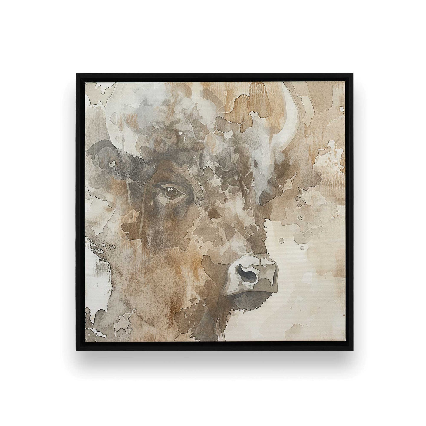 Bisons in Watercolor Canvas Print, Set of 2