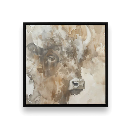 Bisons in Watercolor Canvas Print, Set of 2
