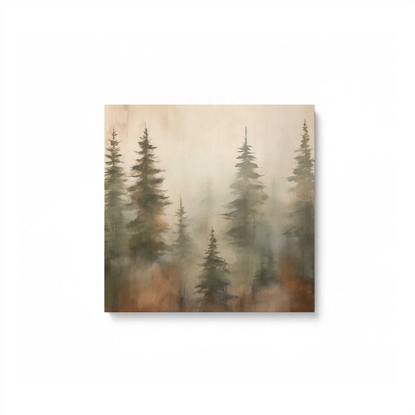 Foggy Autumn Pines Canvas Print, Set of 2