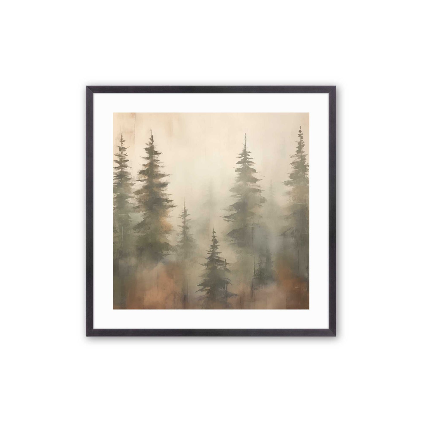 Foggy Autumn Pines Art Print, Set of 2