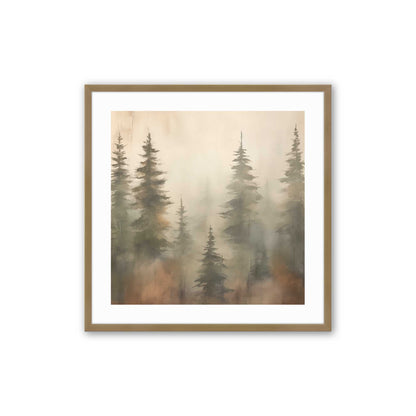Foggy Autumn Pines Art Print, Set of 2