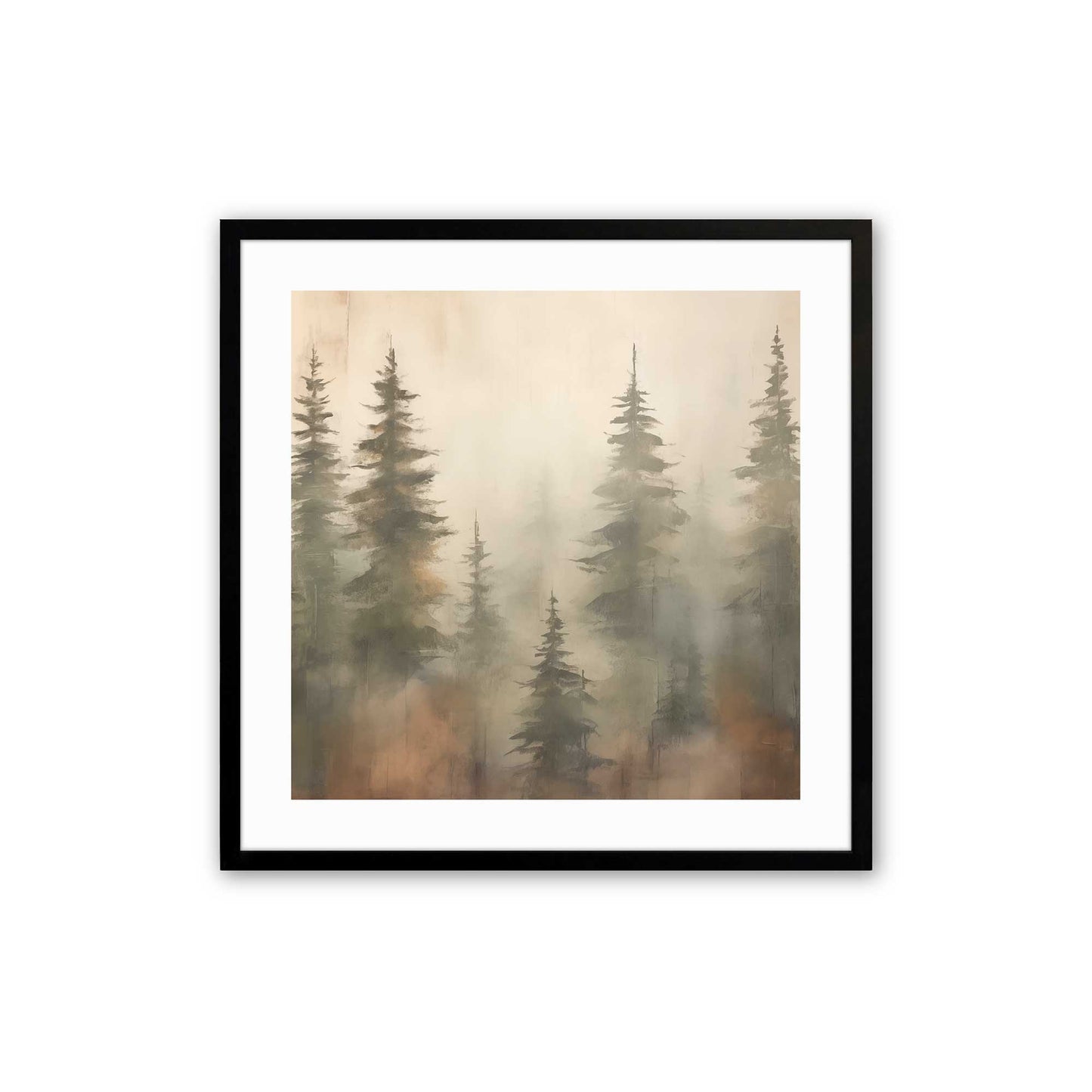 Foggy Autumn Pines Art Print, Set of 2