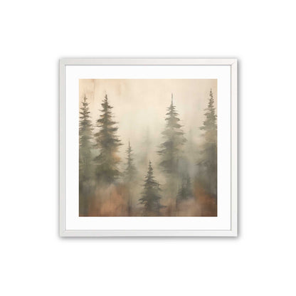 Foggy Autumn Pines Art Print, Set of 2