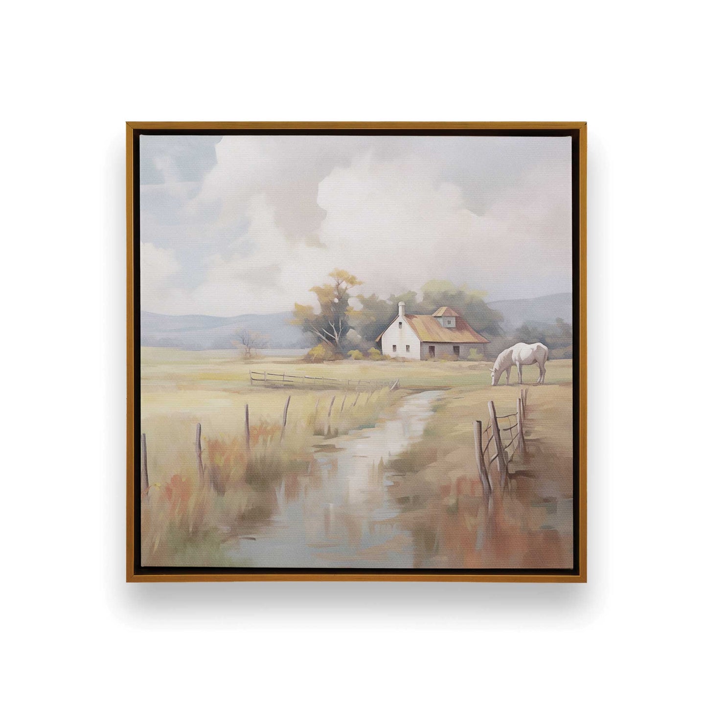 Countryside Farmhouses Canvas Print, Set of 2