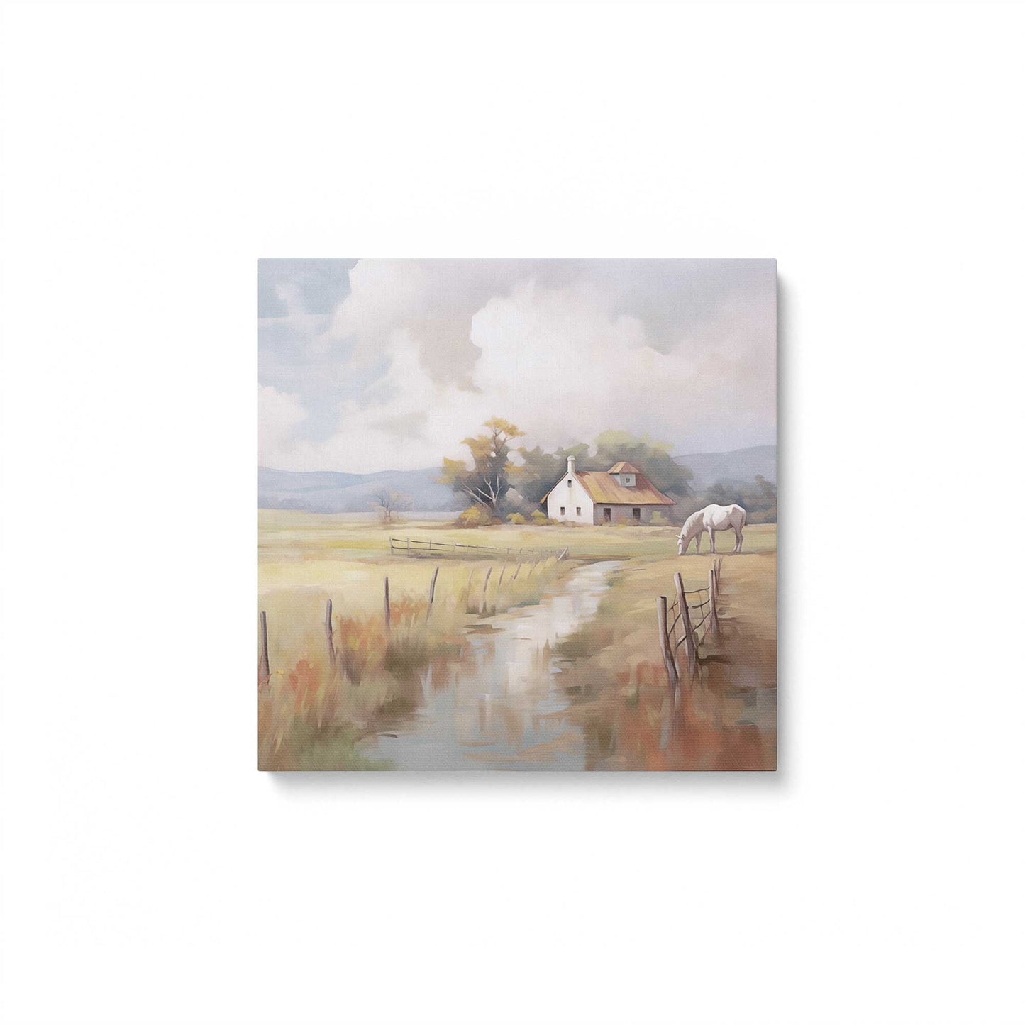Countryside Farmhouses Canvas Print, Set of 2