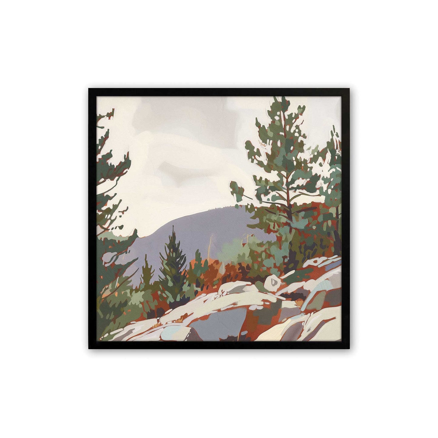 Bold Rocks and Pines Art Print, Set of 2