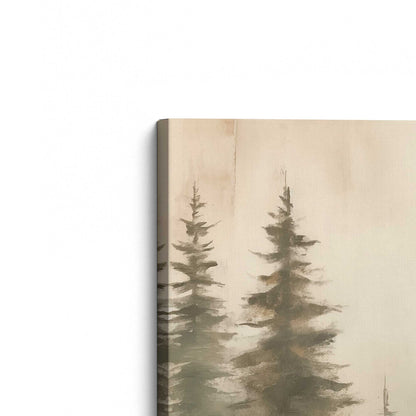 Foggy Autumn Pines Canvas Print, Set of 2