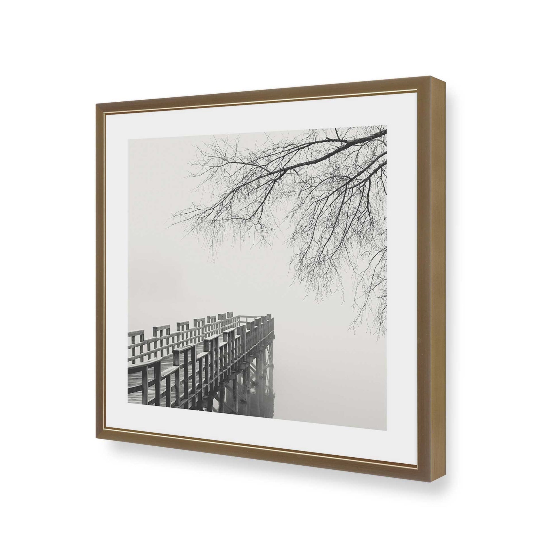 [Color:Brushed Gold], Picture of art in a Brushed Gold frame at an angle