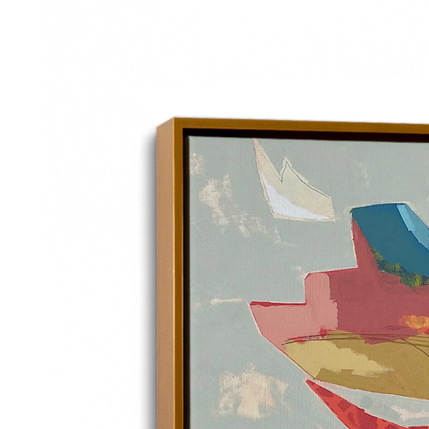 [Color:Polished Gold], Picture of art in a Polished Gold frame at an angle