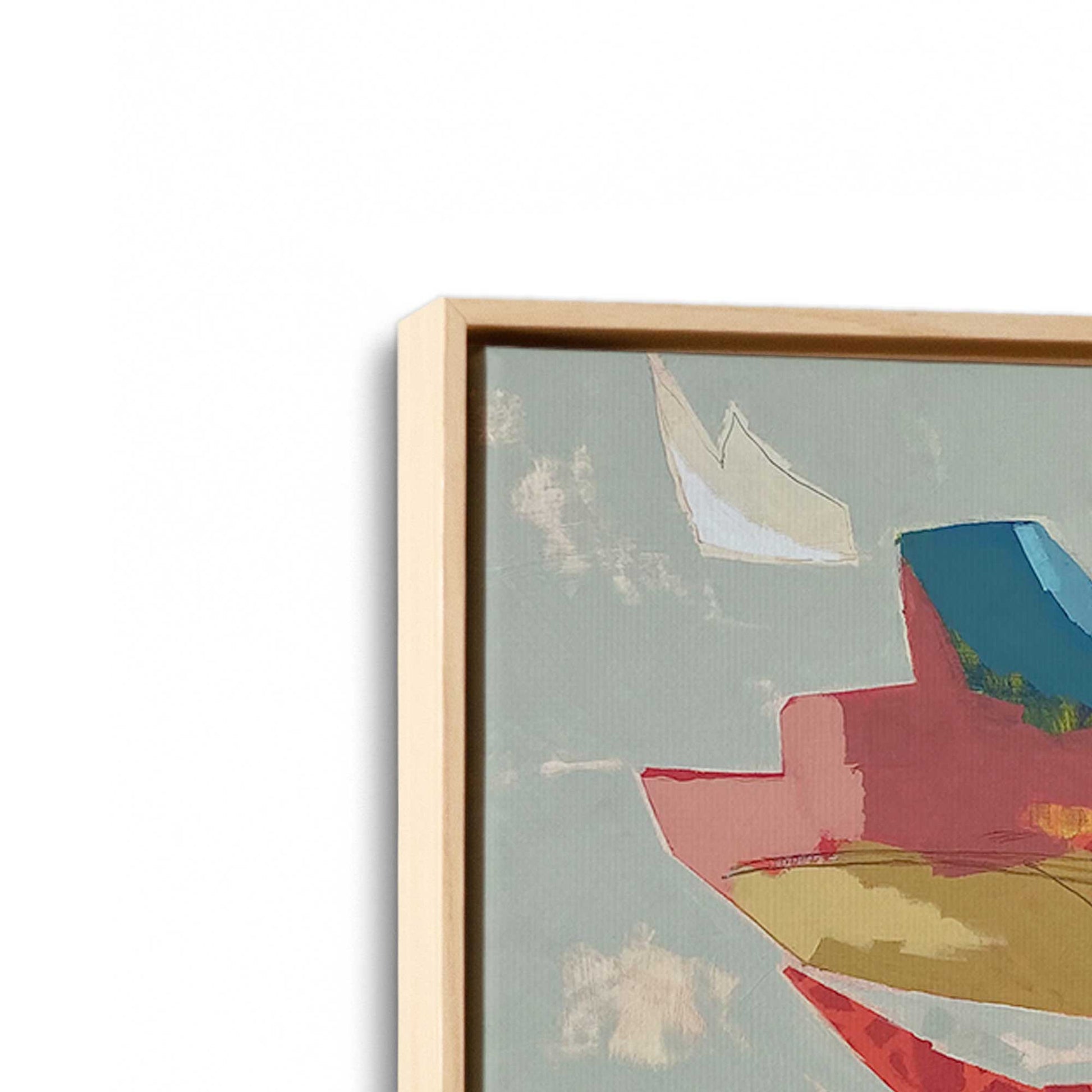 [Color:American Maple], Picture of art in a American Maple frame at an angle