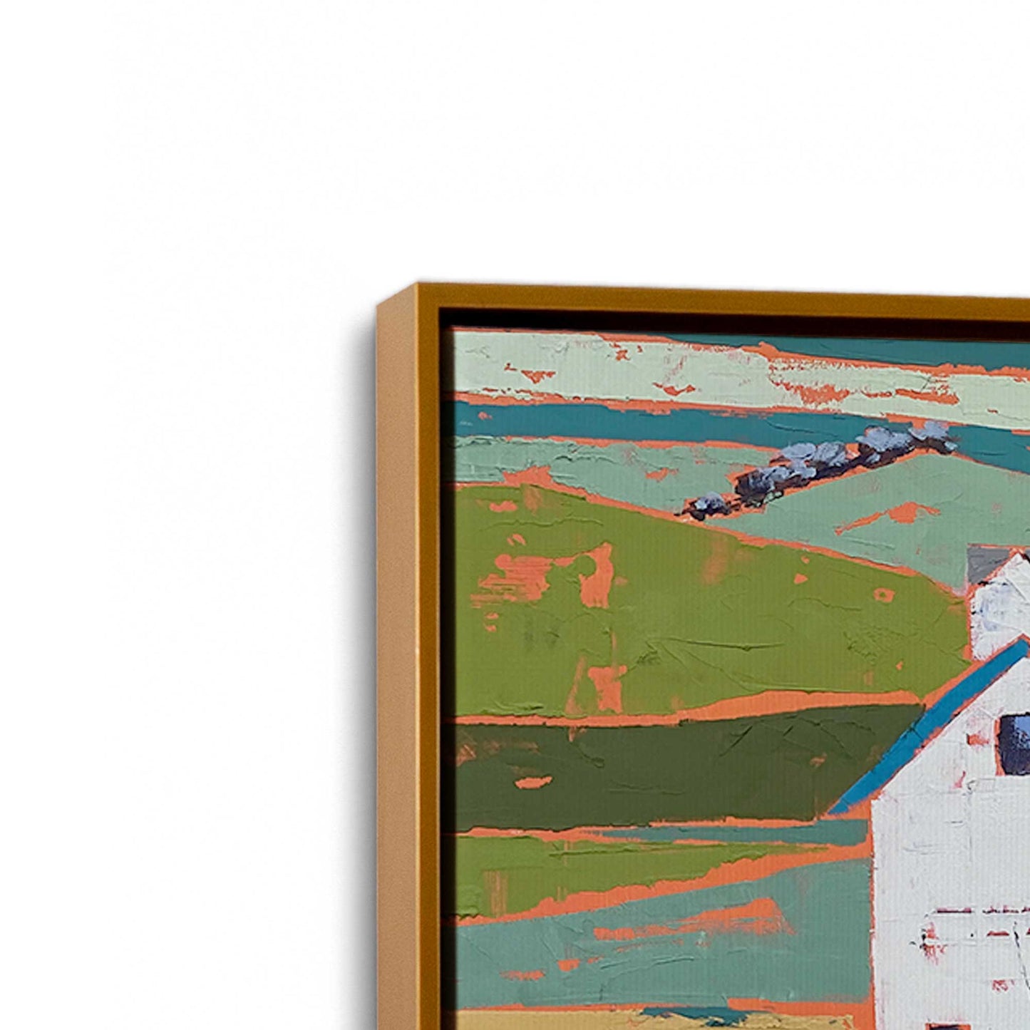 [Color:Polished Gold], Picture of art in a Polished Gold frame at an angle