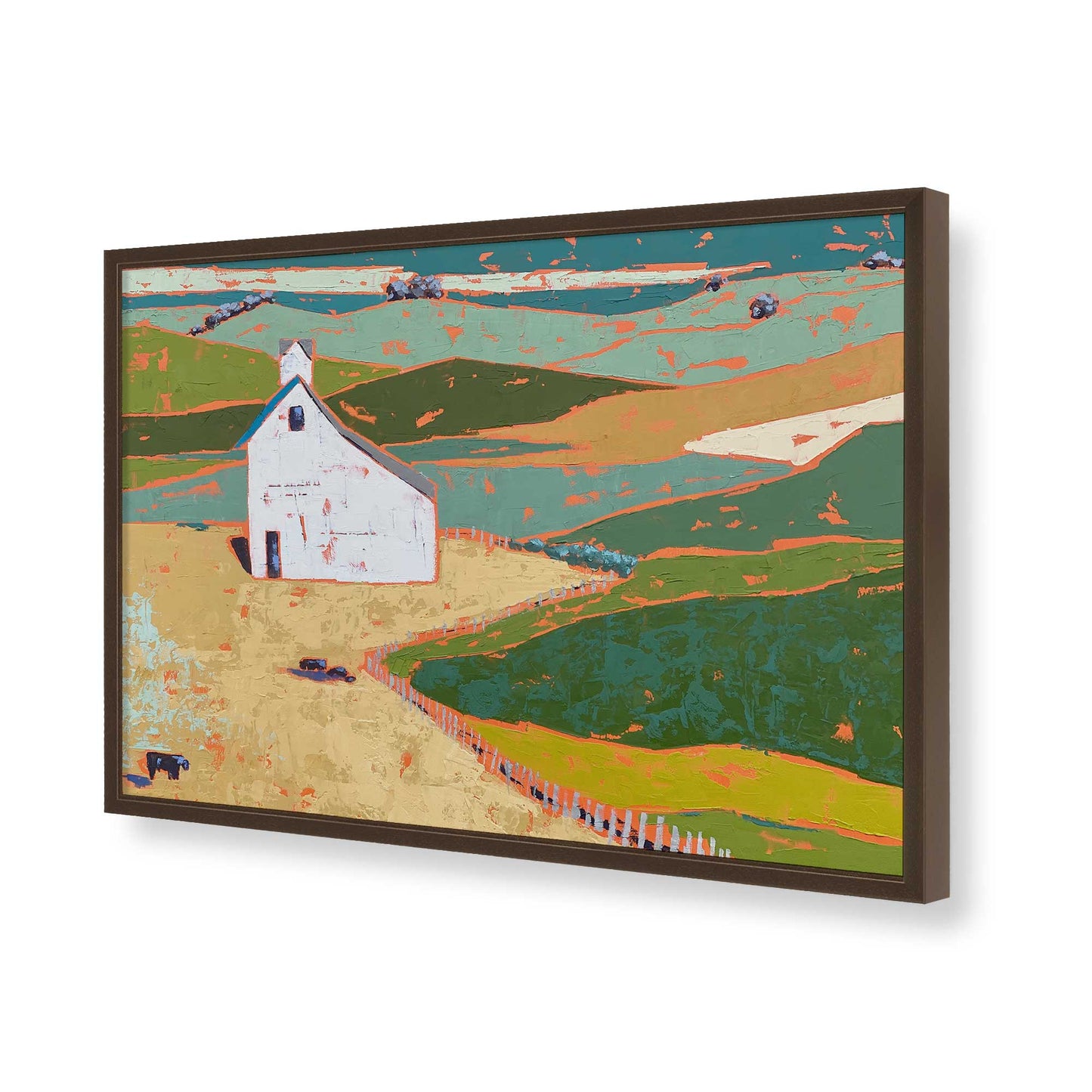 [Color:Brown], Picture of art in a Brown frame of the corner
