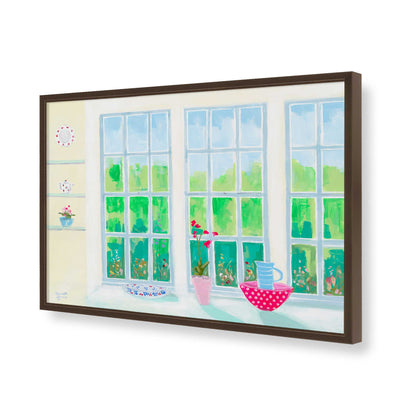 [Color:Brown], Picture of art in a Brown frame of the corner