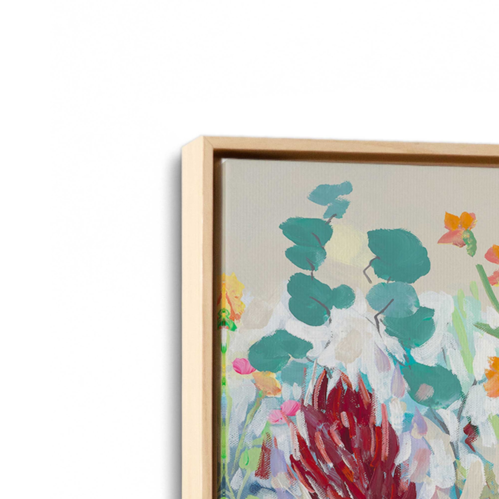 [Color:American Maple], Picture of art in a American Maple frame at an angle