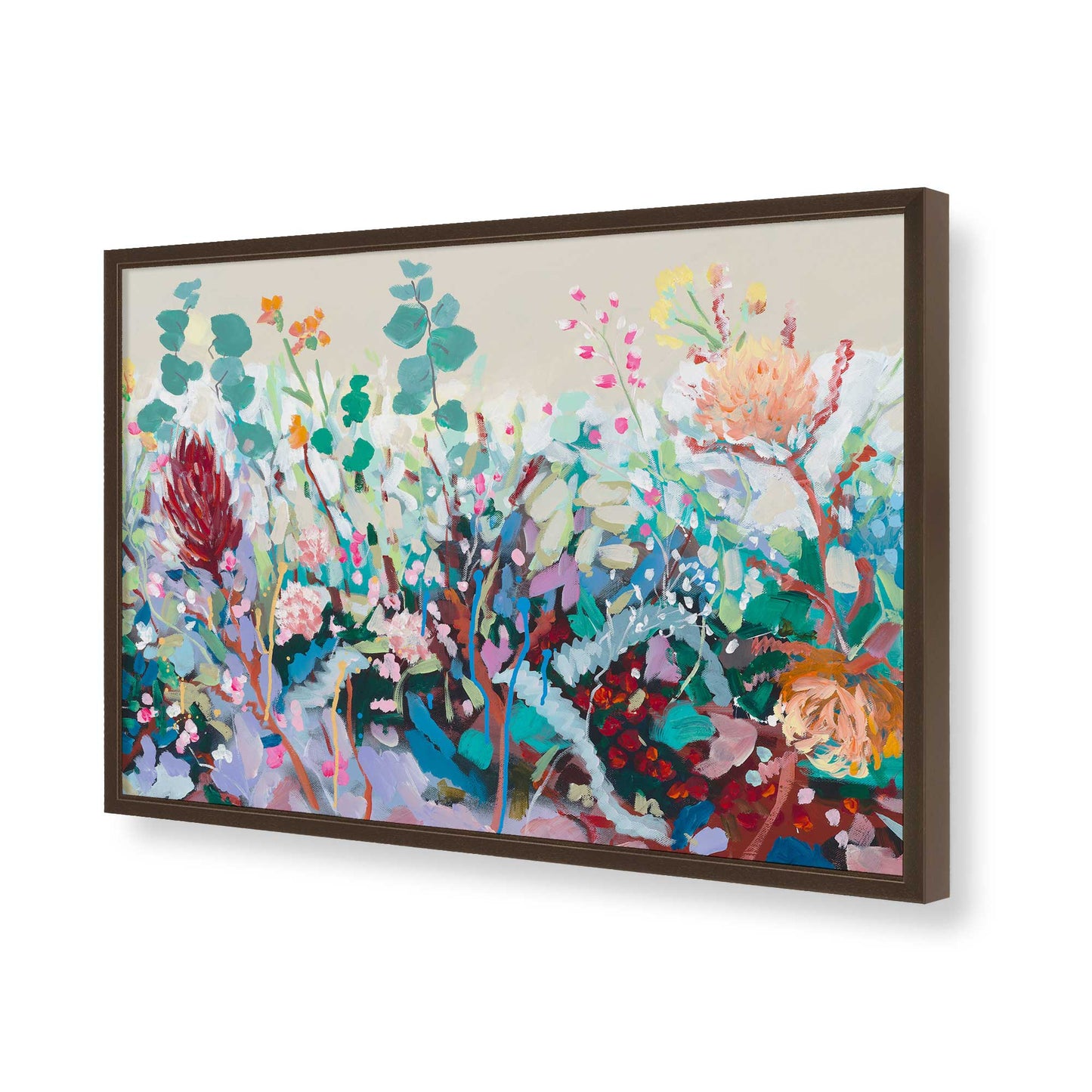 [Color:Brown], Picture of art in a Brown frame of the corner