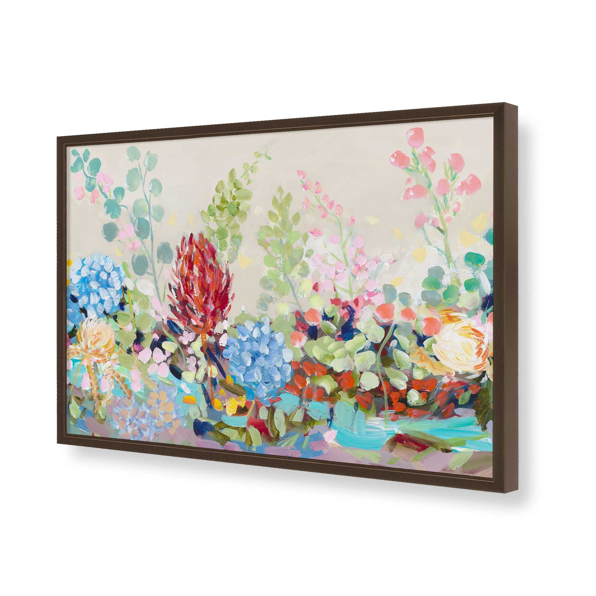 [Color:Brown], Picture of art in a Brown frame of the corner