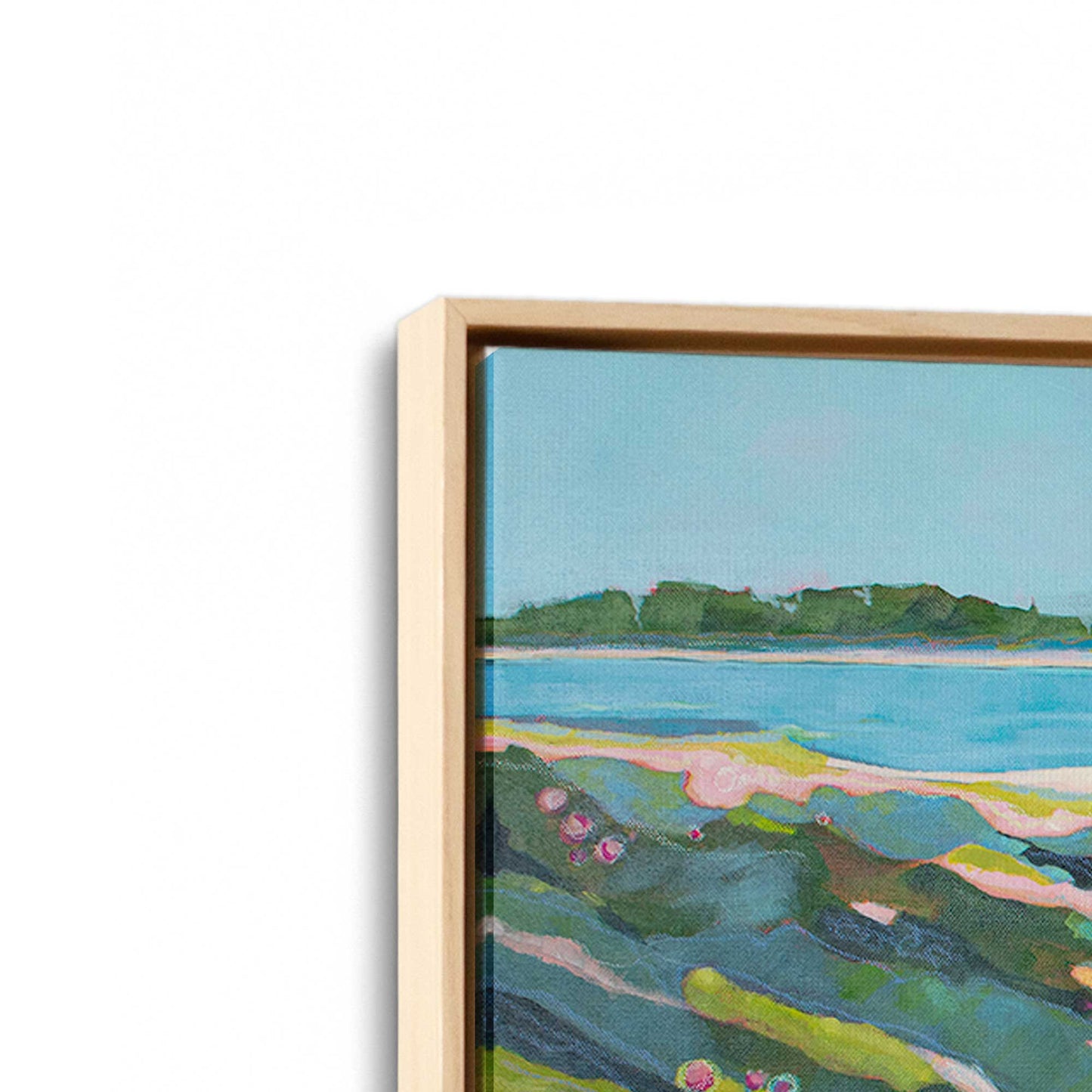 [Color:American Maple], Picture of art in a American Maple frame at an angle