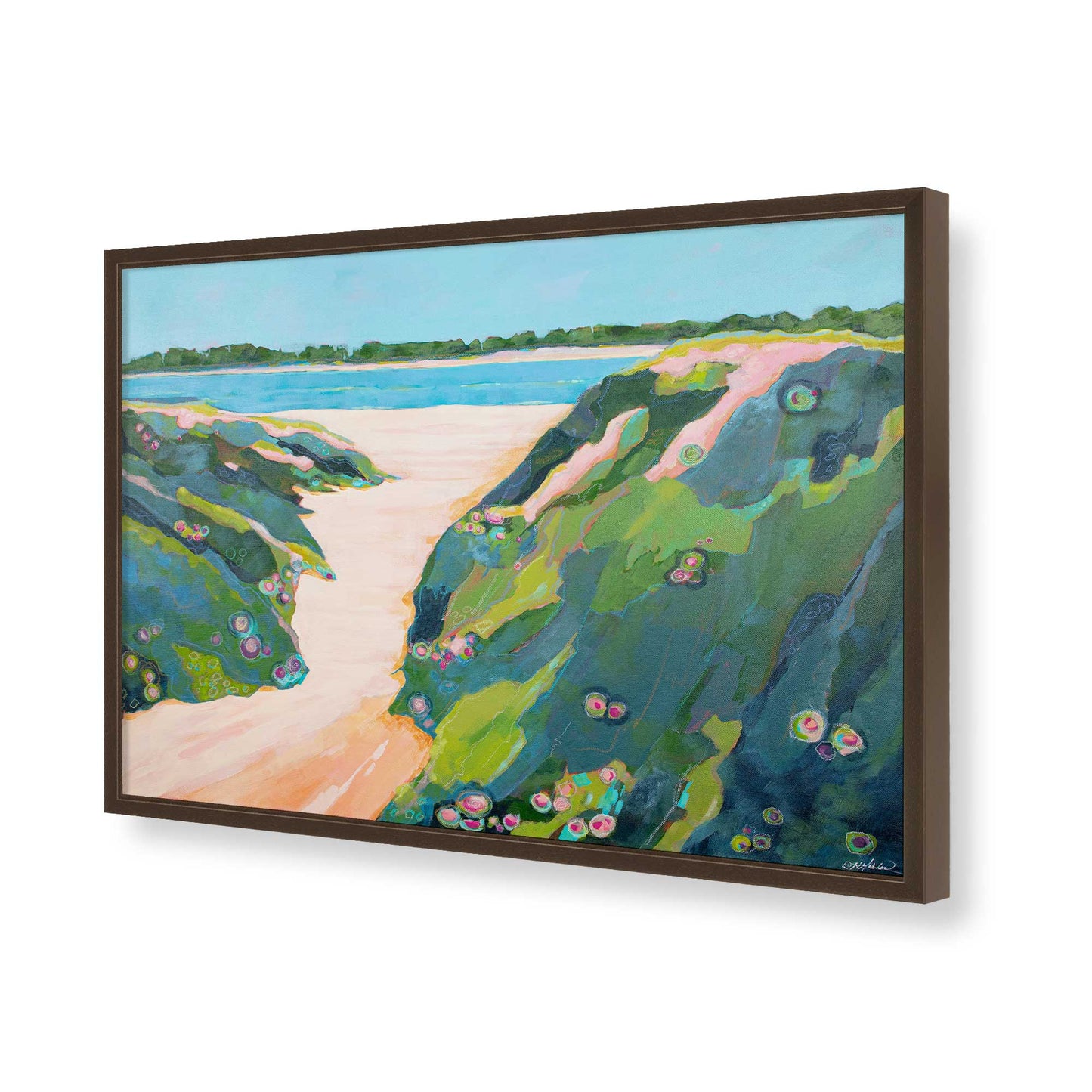 [Color:Brown], Picture of art in a Brown frame of the corner