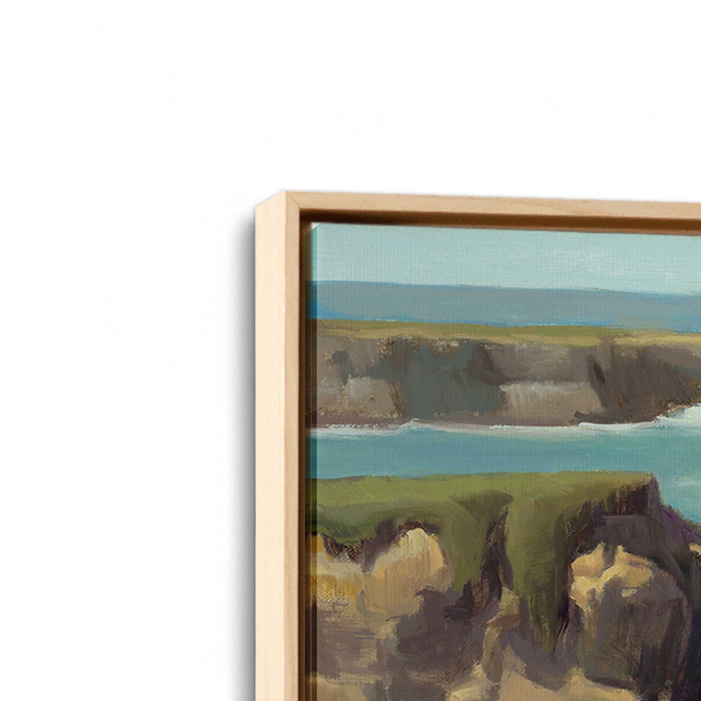 [Color:American Maple], Picture of art in a American Maple frame at an angle