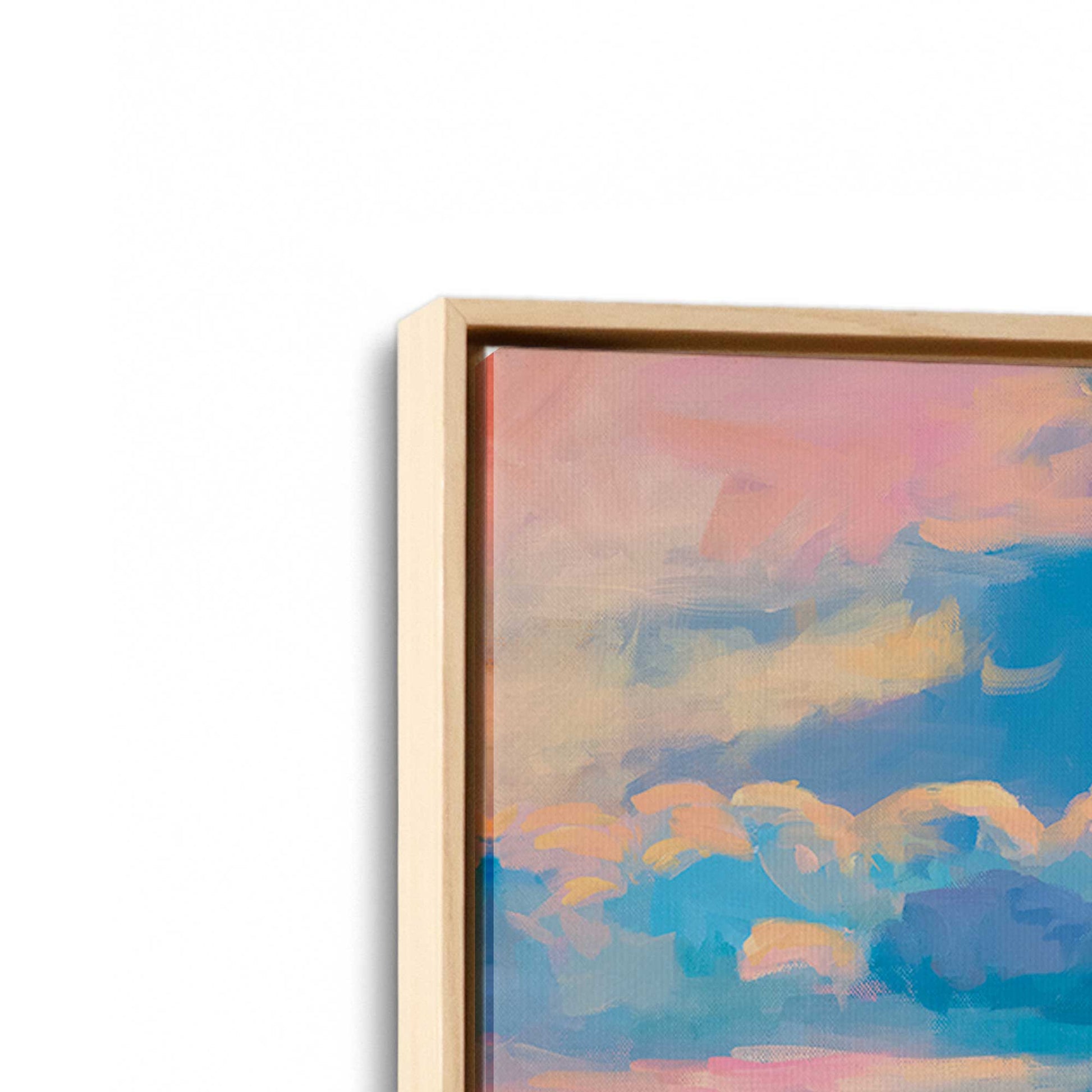 [Color:American Maple], Picture of art in a American Maple frame at an angle
