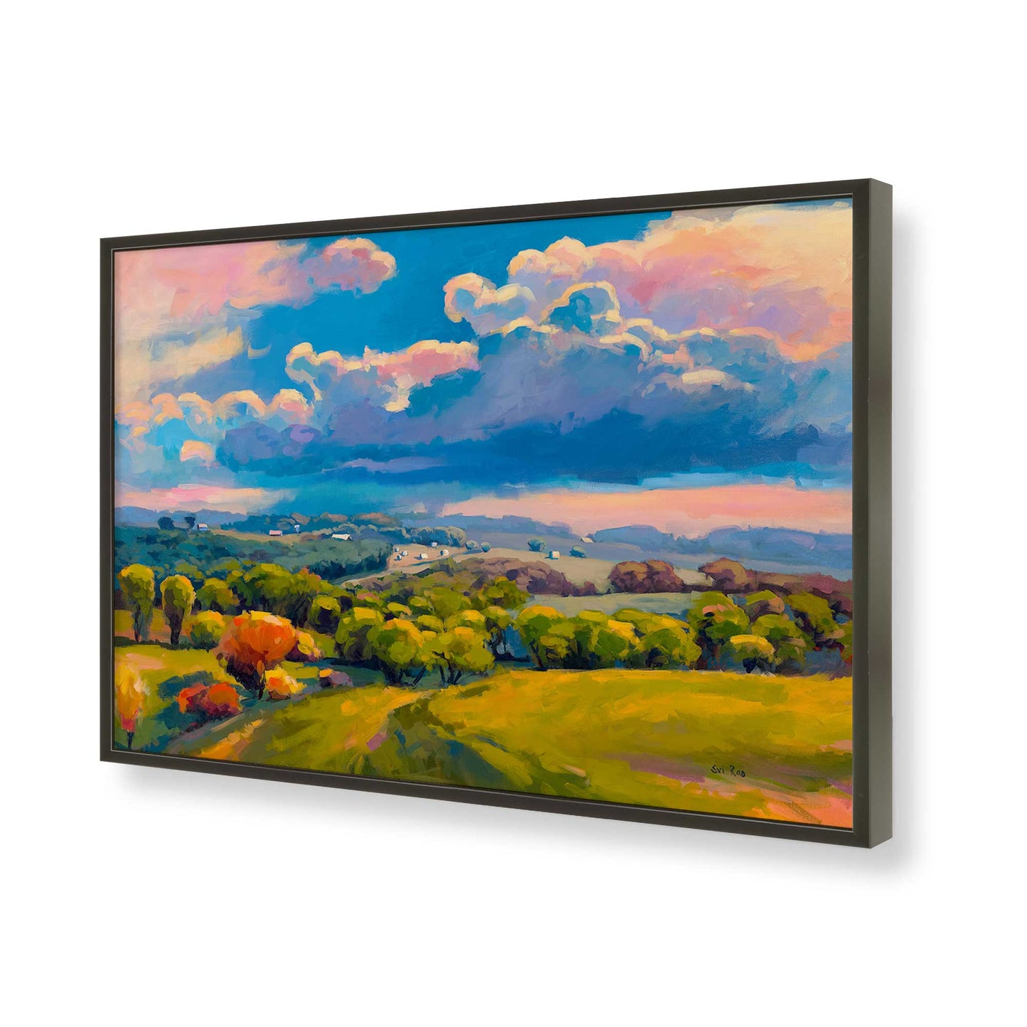 [Color:Satin Black], Picture of art in a Satin Black frame of the corner