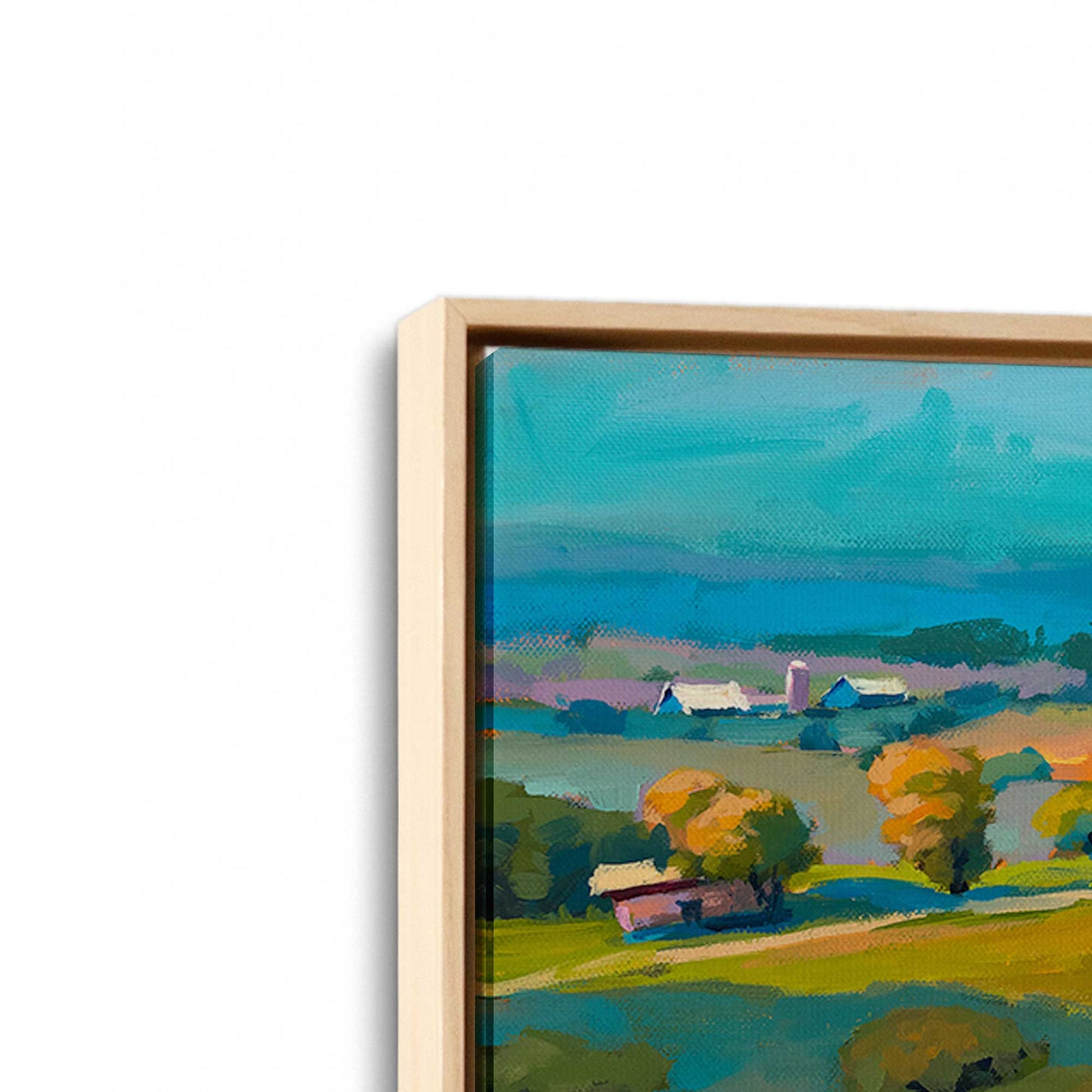 [Color:American Maple], Picture of art in a American Maple frame at an angle