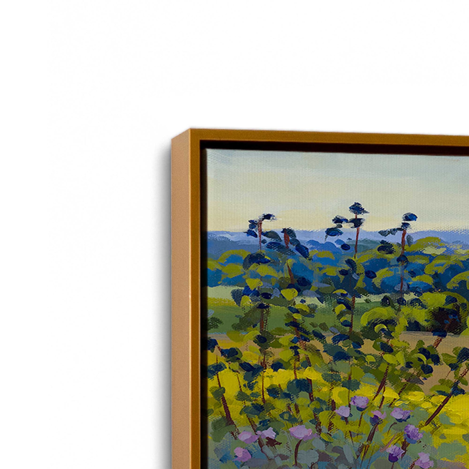 [Color:Polished Gold], Picture of art in a Polished Gold frame at an angle