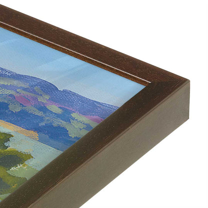 [Color:Brown], Picture of art in a Brown frame at an angle