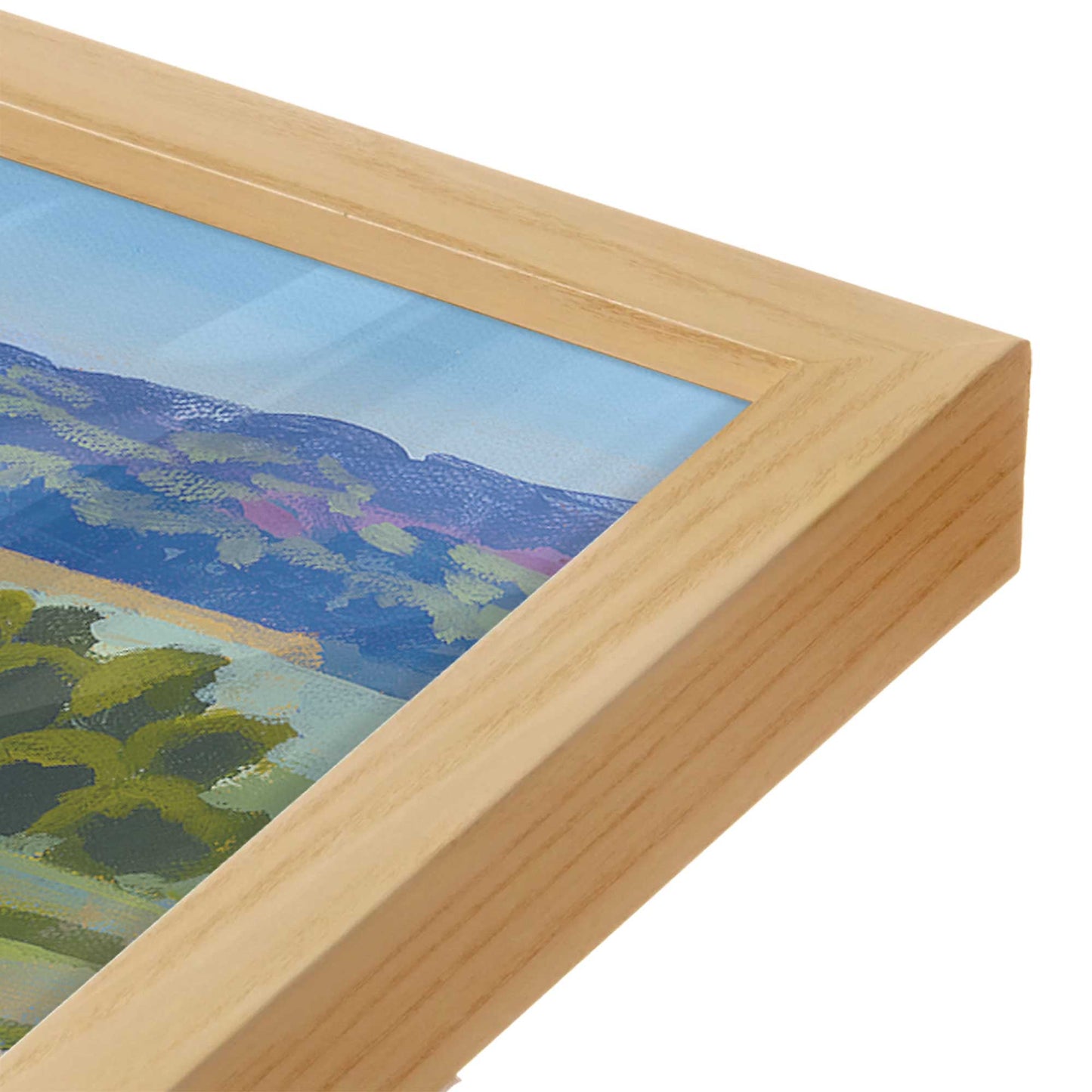 [Color:American Maple], Picture of art in a American Maple frame at an angle