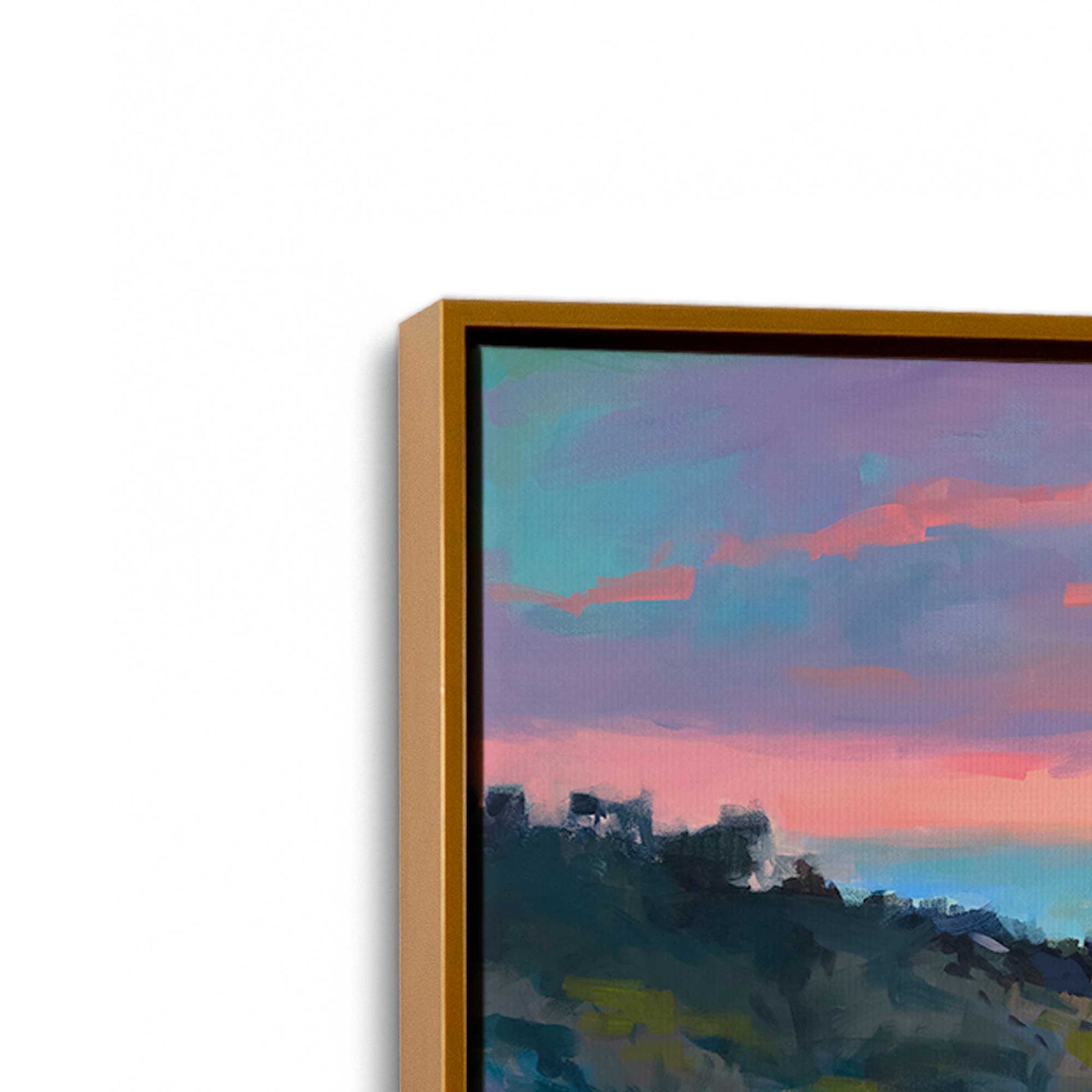 [Color:Polished Gold], Picture of art in a Polished Gold frame at an angle