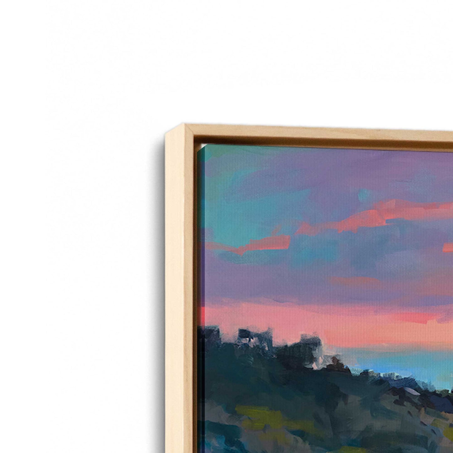 [Color:American Maple], Picture of art in a American Maple frame at an angle